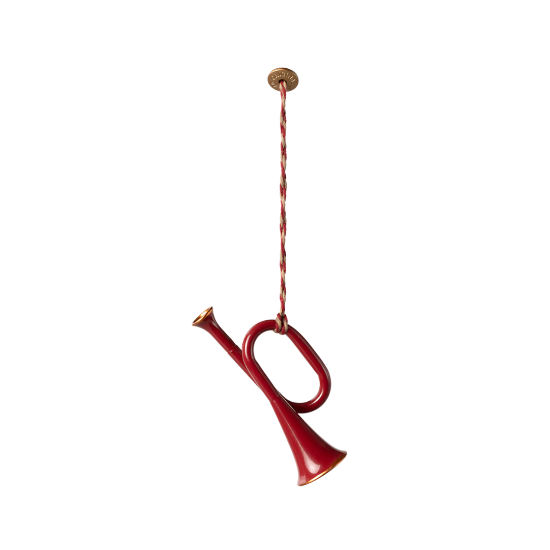 Metal Ornament Trumpet Red