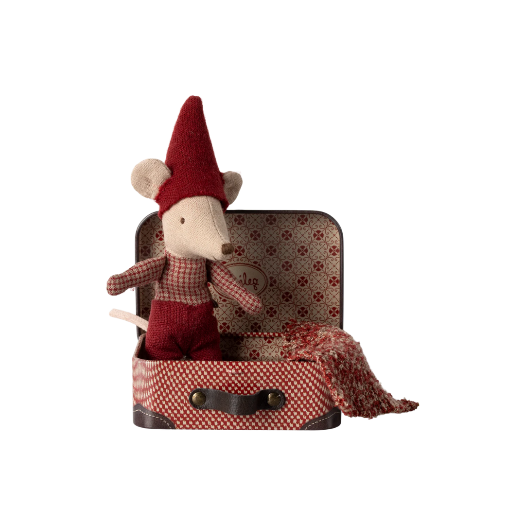 Christmas Mouse Baby in a Suitcase