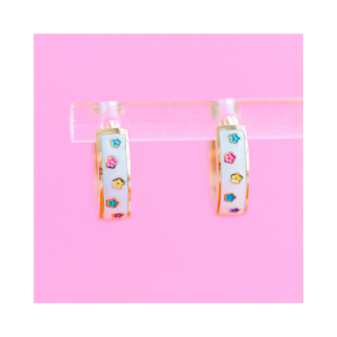 Colored Daisy Huggies Earring