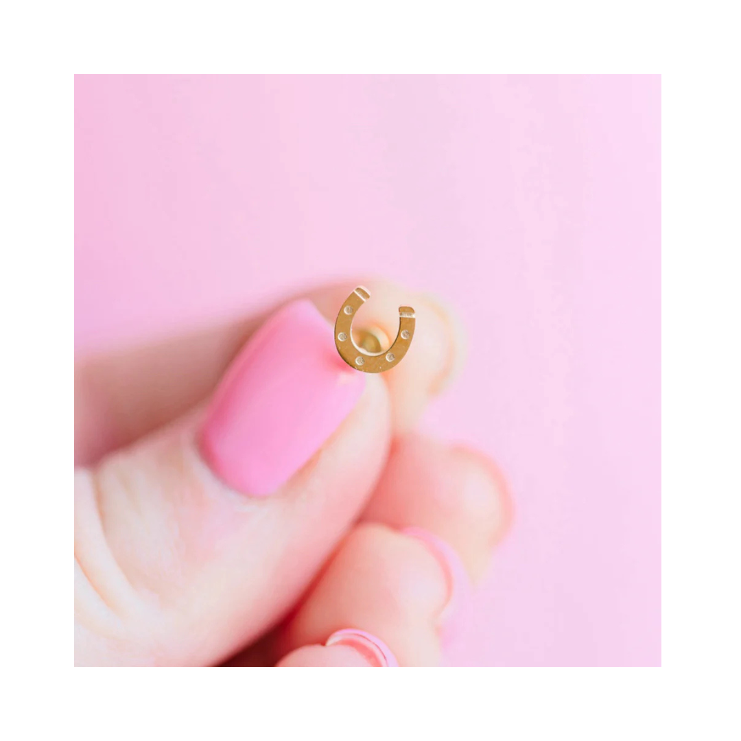 Lucky You Horseshoe Screw Back Earrings