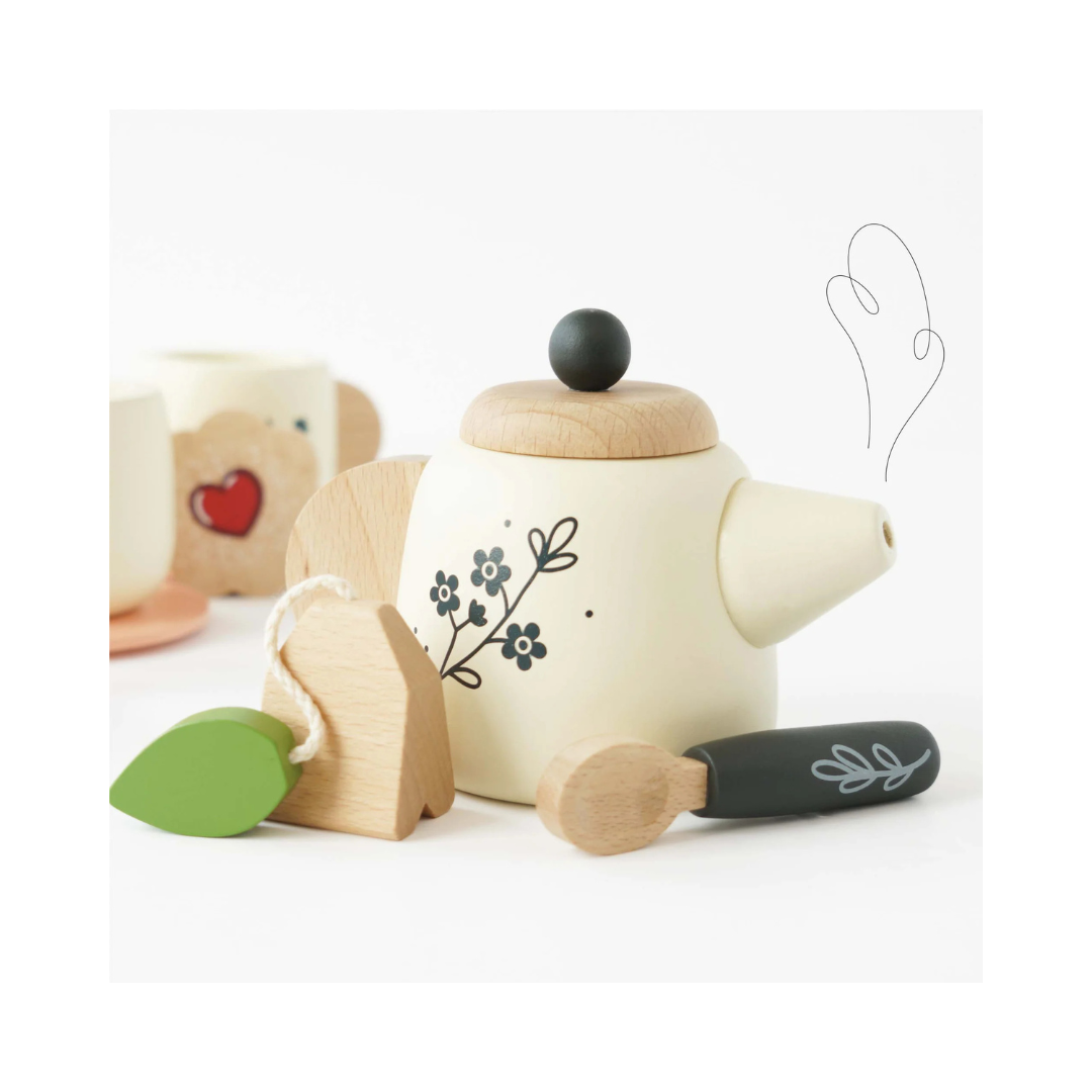 Wooden Tea & Tray Set