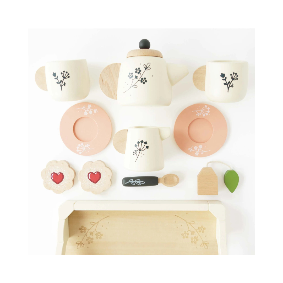 Wooden Tea & Tray Set