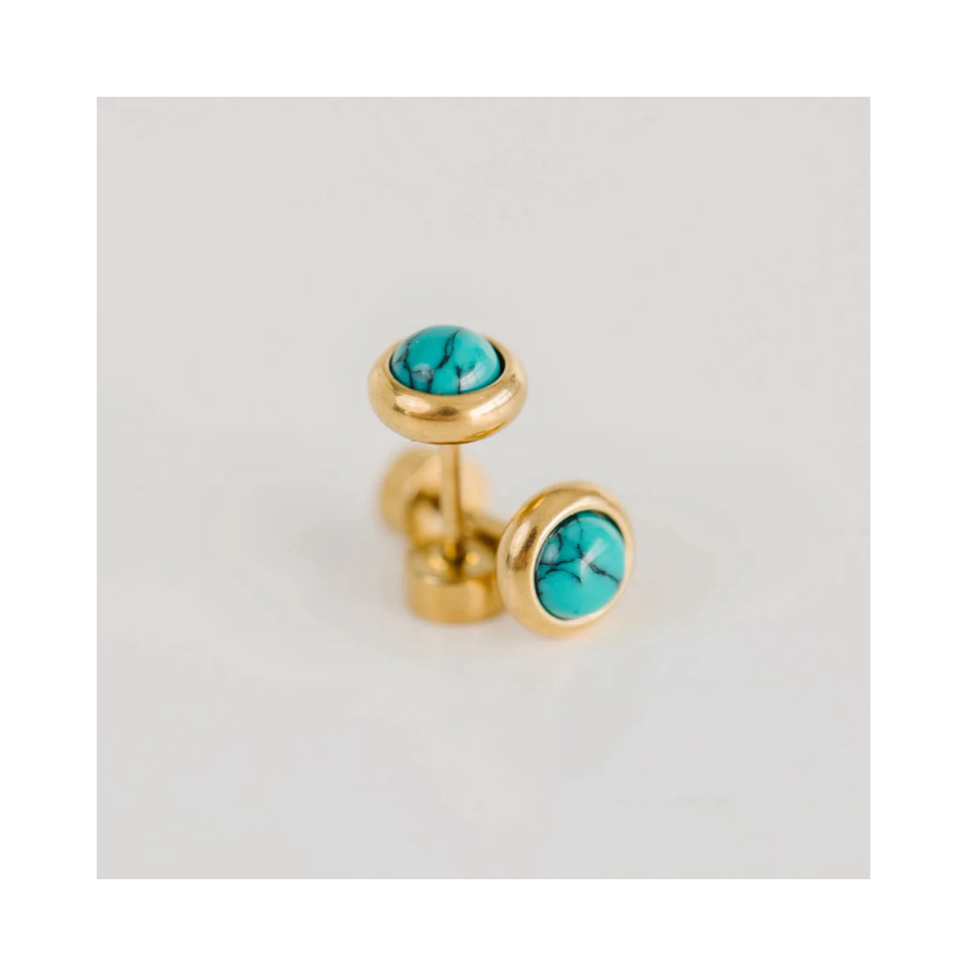 Turquoise Stud Screw Back Earring