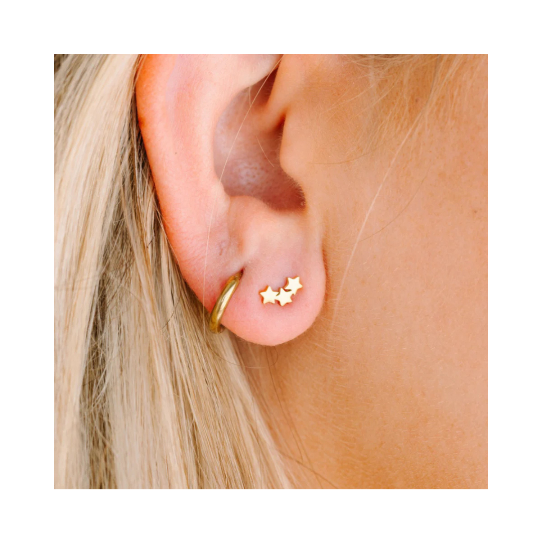 Triple Star Screw Back Earrings