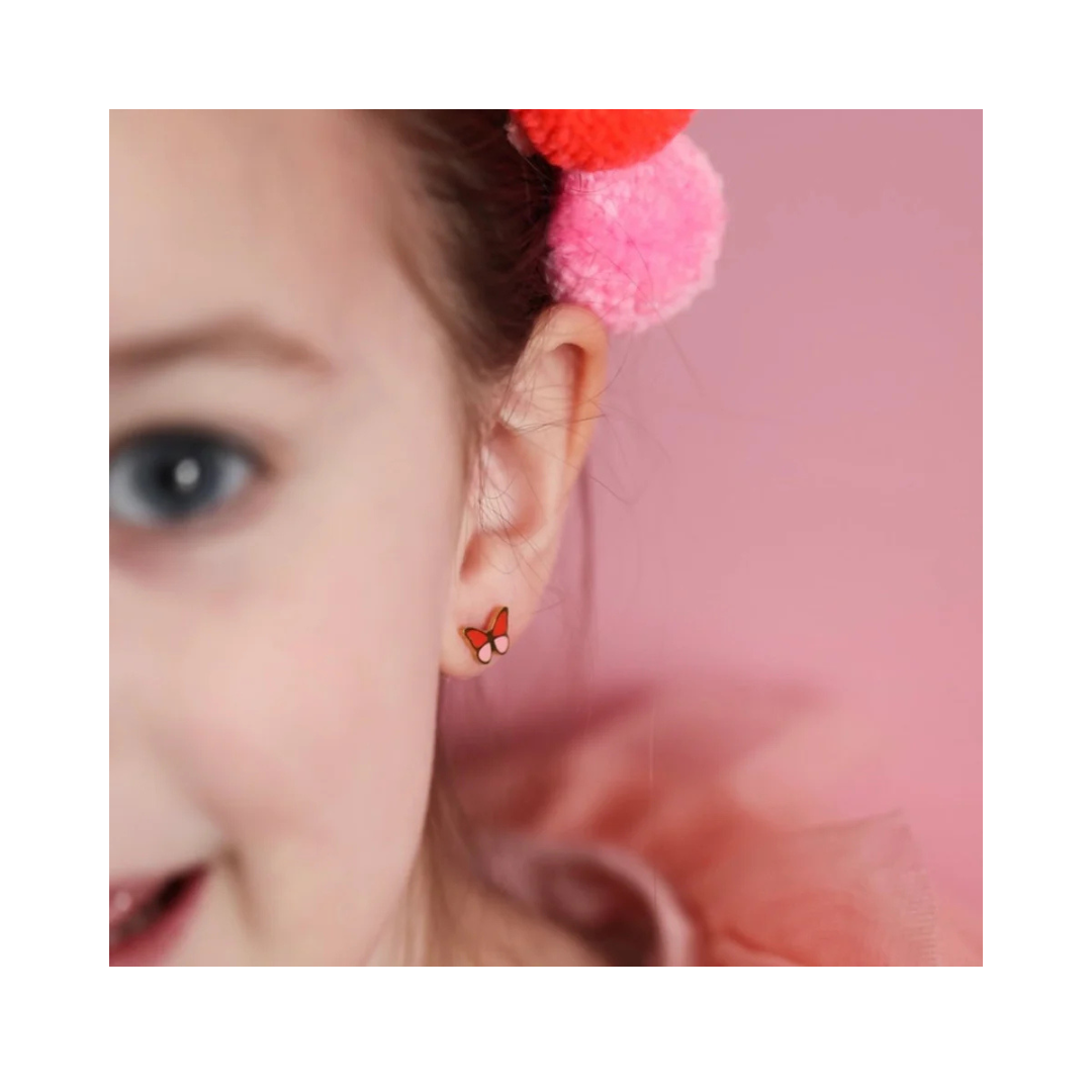 Colorblock Butterfly Screw Back Earrings