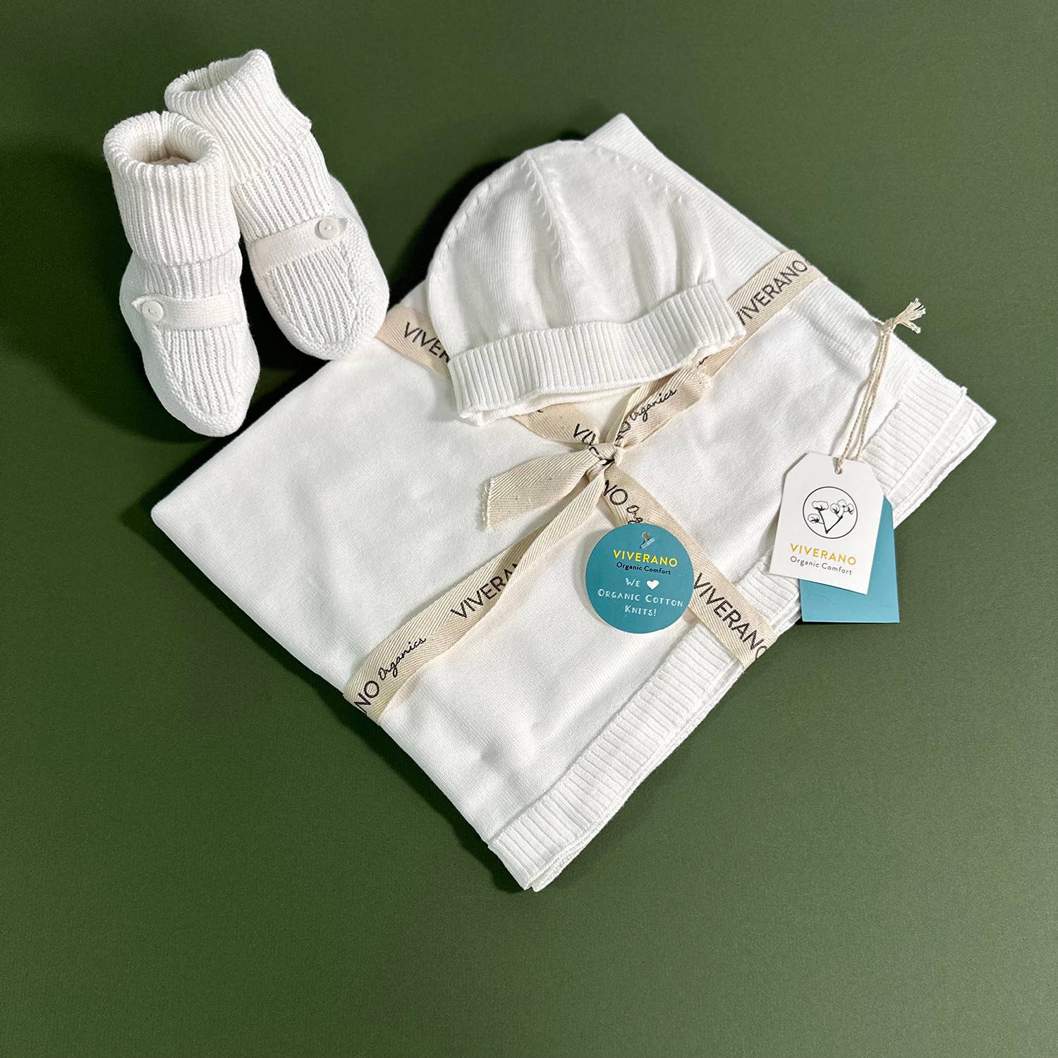 Dove White Baby Booties Shoes Sweater Knit (Organic Cotton): Dove White / 3-6