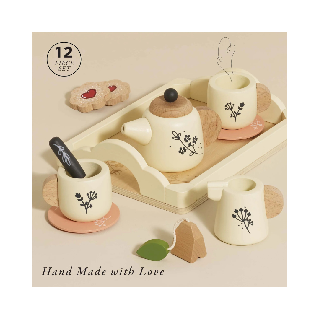 Wooden Tea & Tray Set