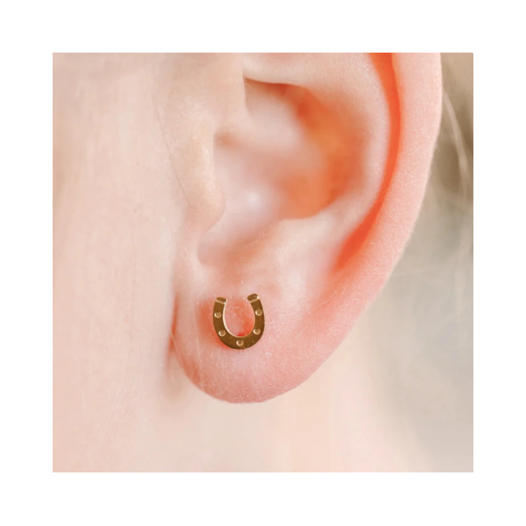 Lucky You Horseshoe Screw Back Earrings