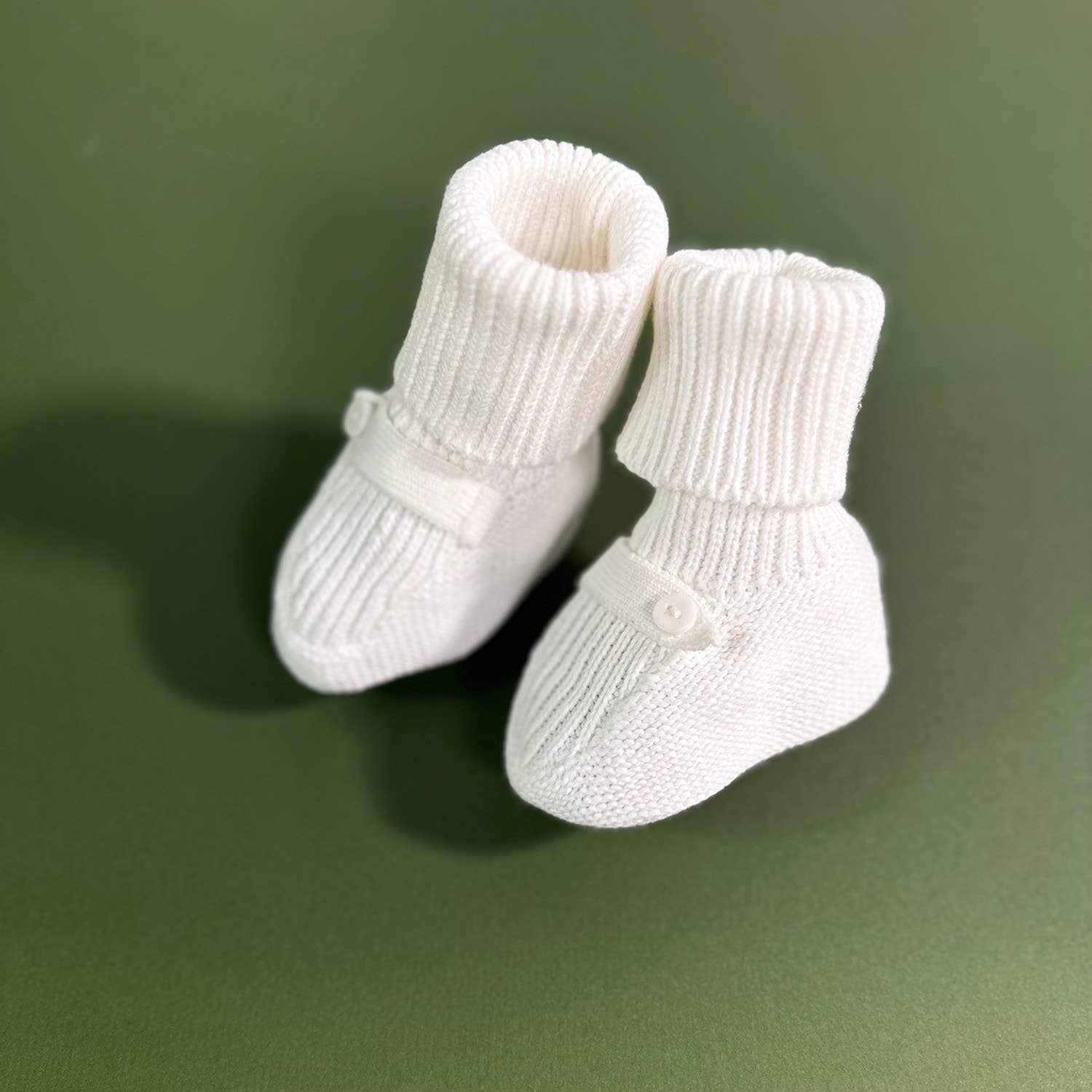 Dove White Baby Booties Shoes Sweater Knit (Organic Cotton): Dove White / 3-6