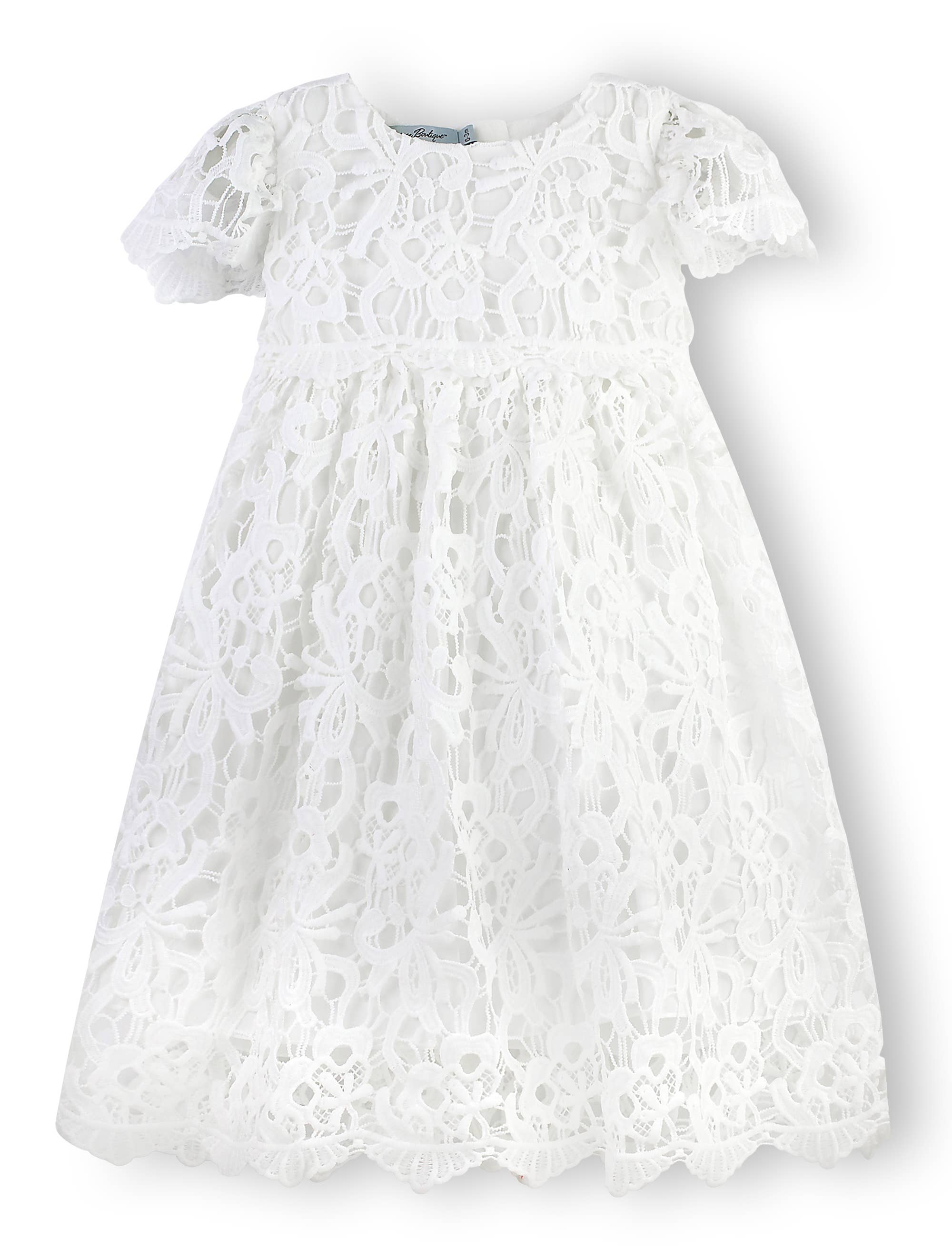 Baby Girls Ivory Lace Christening & Baptism Dress and Bonnet: 0-3M