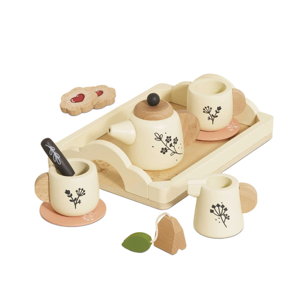 Wooden Tea & Tray Set