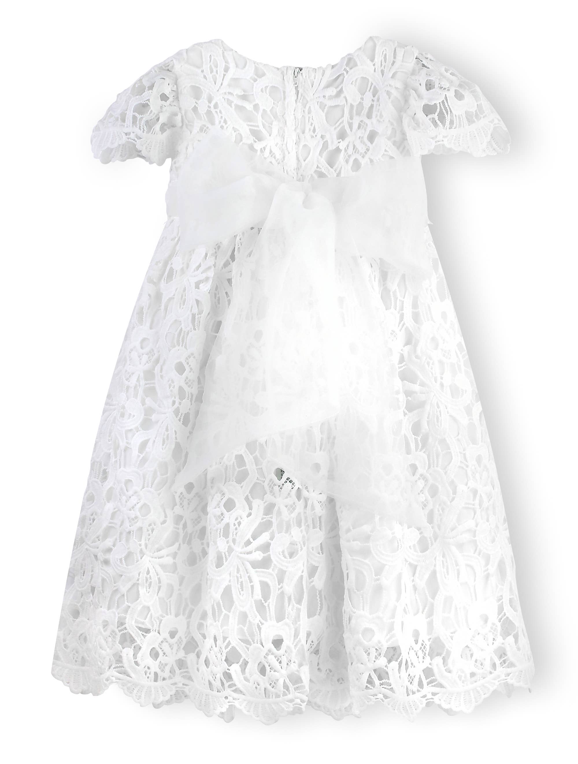 Baby Girls Ivory Lace Christening & Baptism Dress and Bonnet: 0-3M