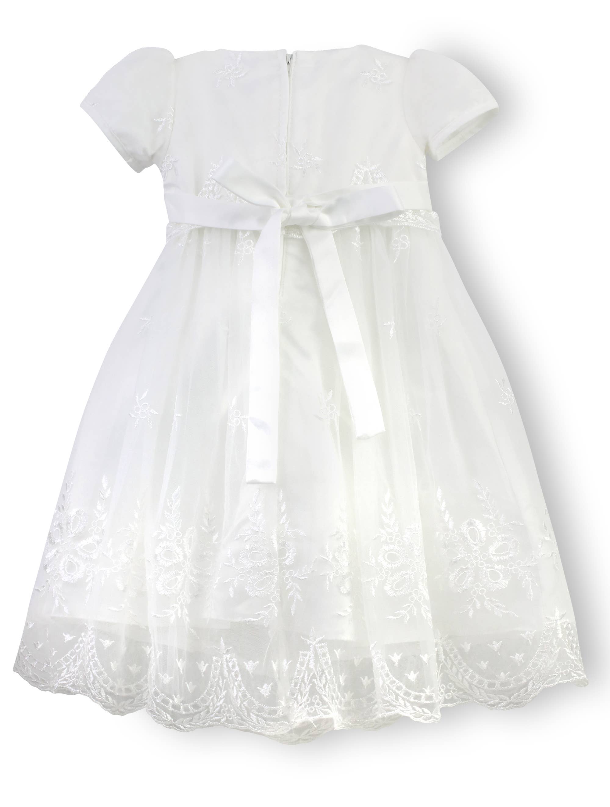 Baby Girls White Princess Lace Gown - with Matching Bonnet: 0-3M