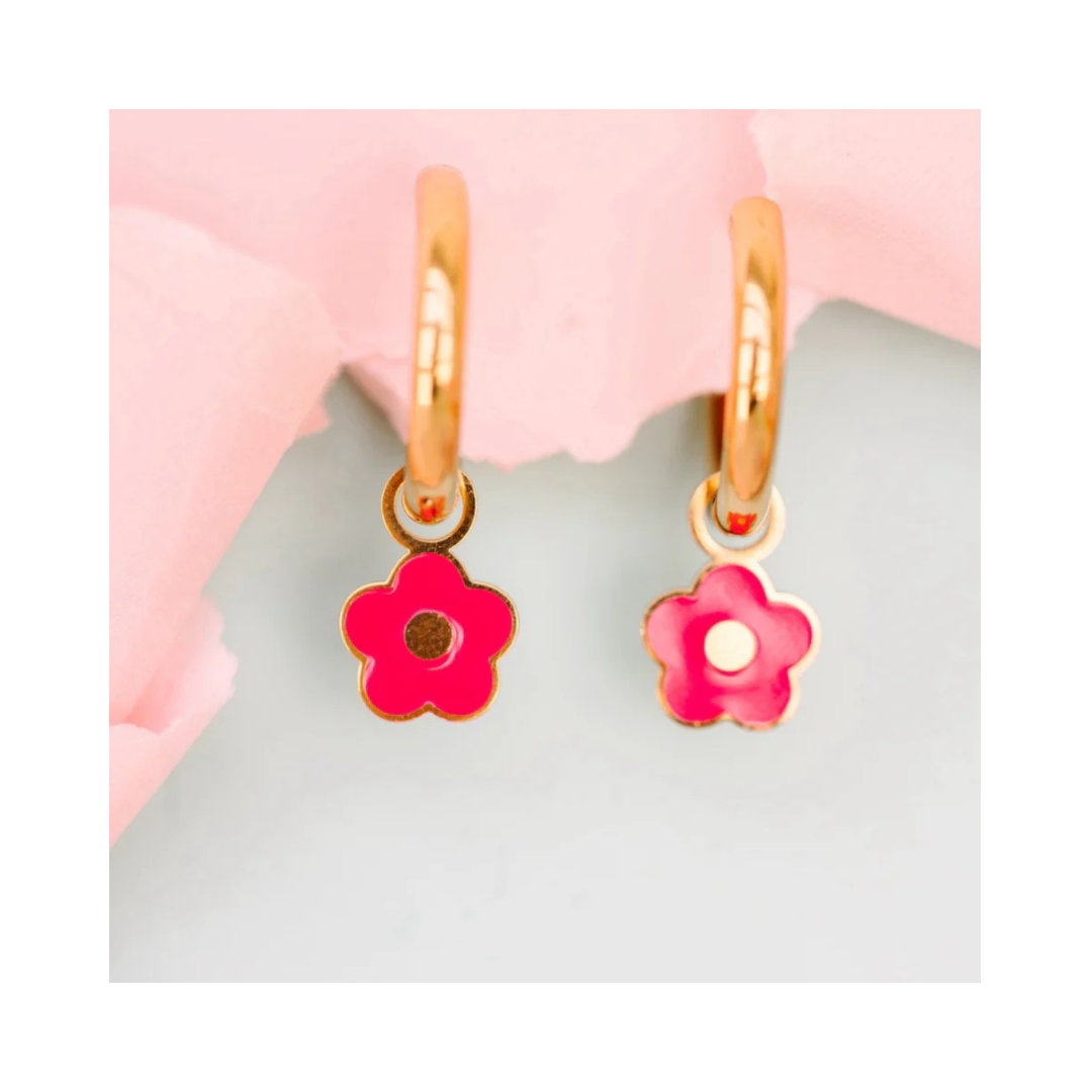 Hot Pink Flower Charms