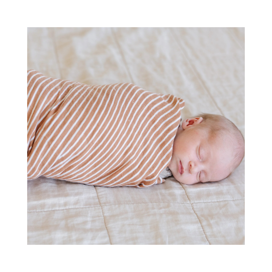 Camel Stripe Swaddle Blanket