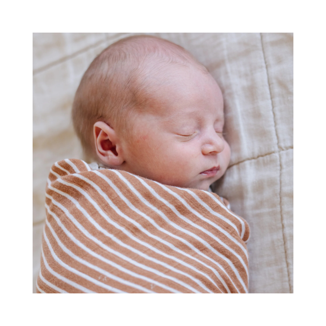 Camel Stripe Swaddle Blanket